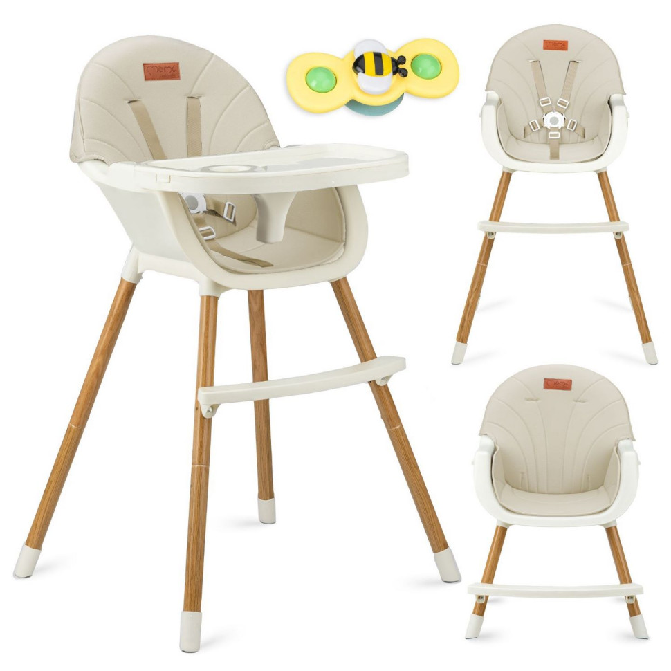 Стульчик для кормления REKI 2 в 1 MoMi KRKA00035 beige, функция кресла