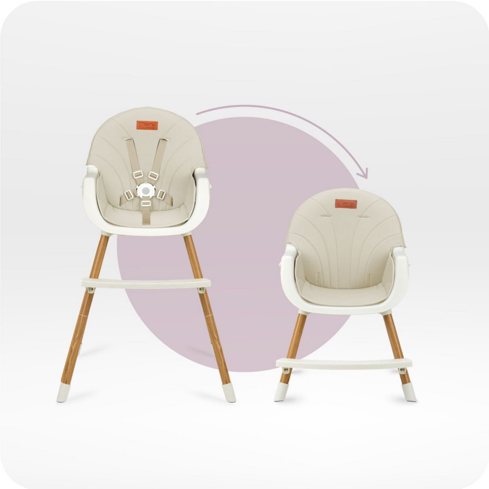 Стульчик для кормления REKI 2 в 1 MoMi KRKA00035 beige, функция кресла