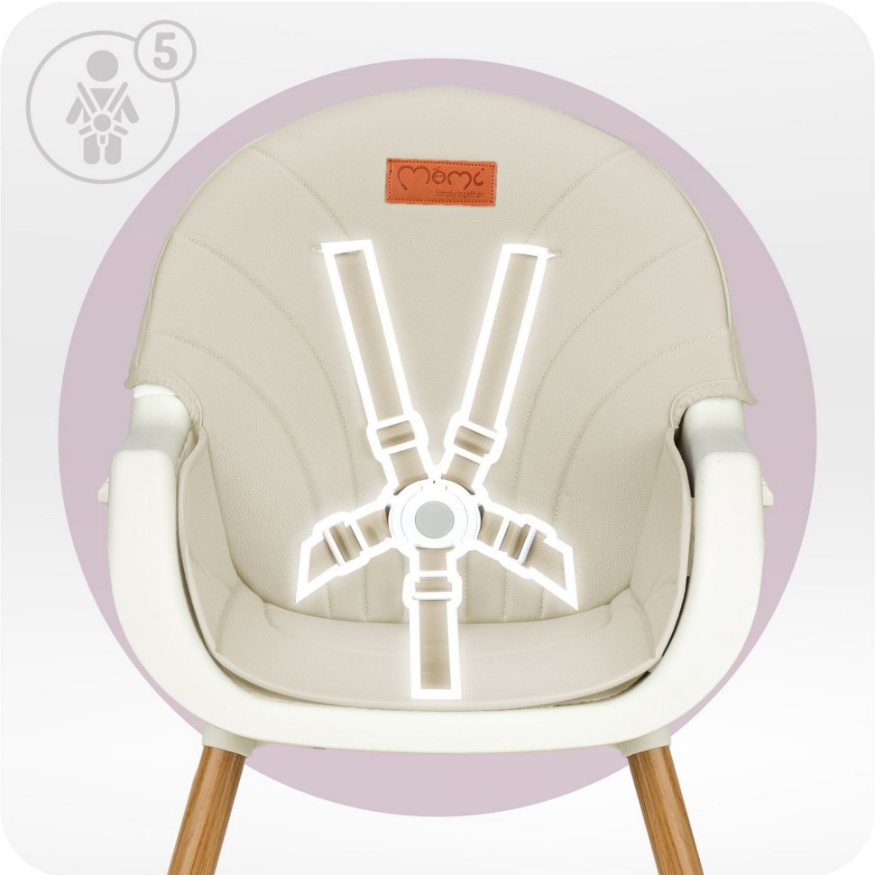 Стульчик для кормления REKI 2 в 1 MoMi KRKA00035 beige, функция кресла