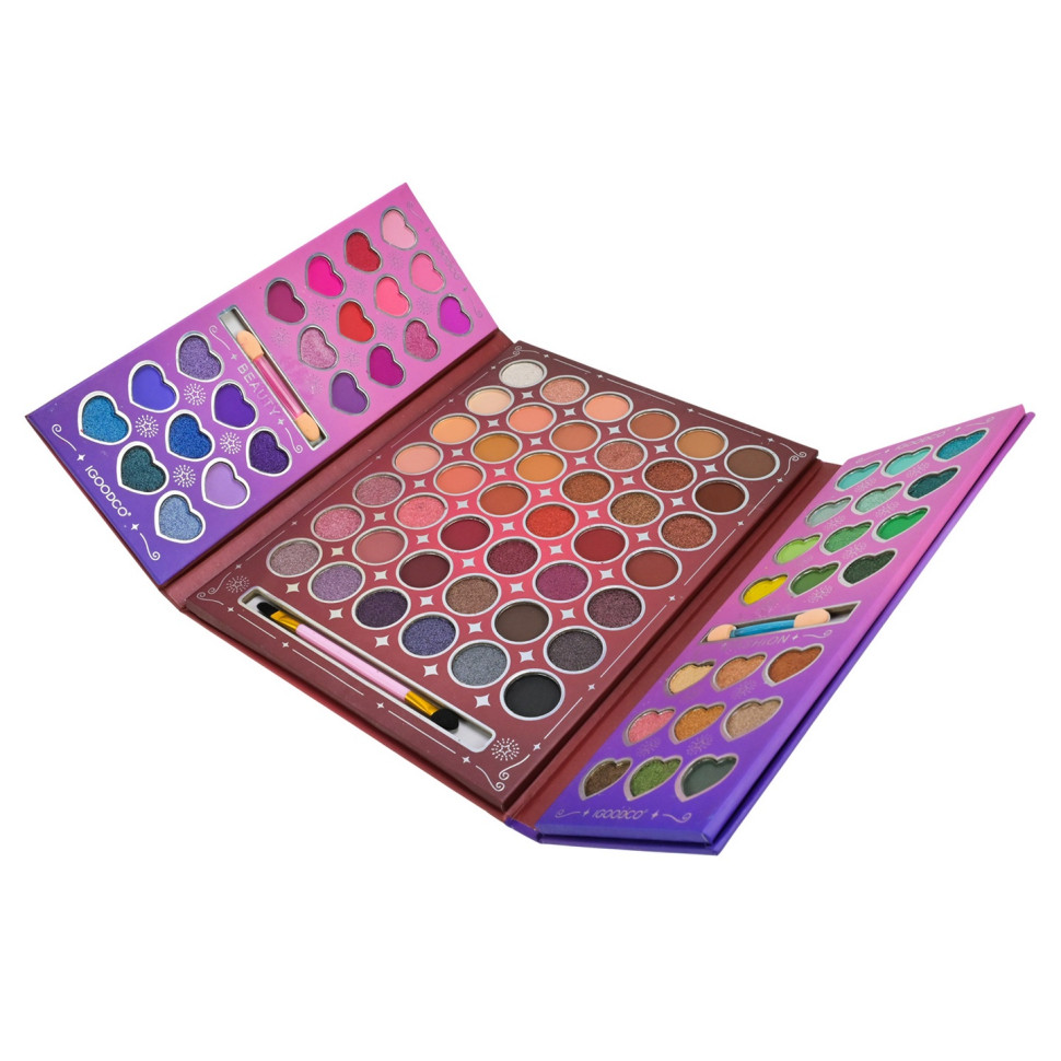 Детская палетка теней для век Igoodco IG3078, 84 цвета, кисточка, аппликаторы