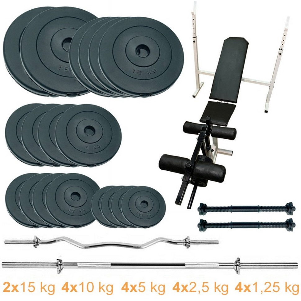 Скамья для жима с набором штанг и гантелей Gym Scott Plus Set Pro Newt NE-SKM-PL-SCP-120, 120 кг