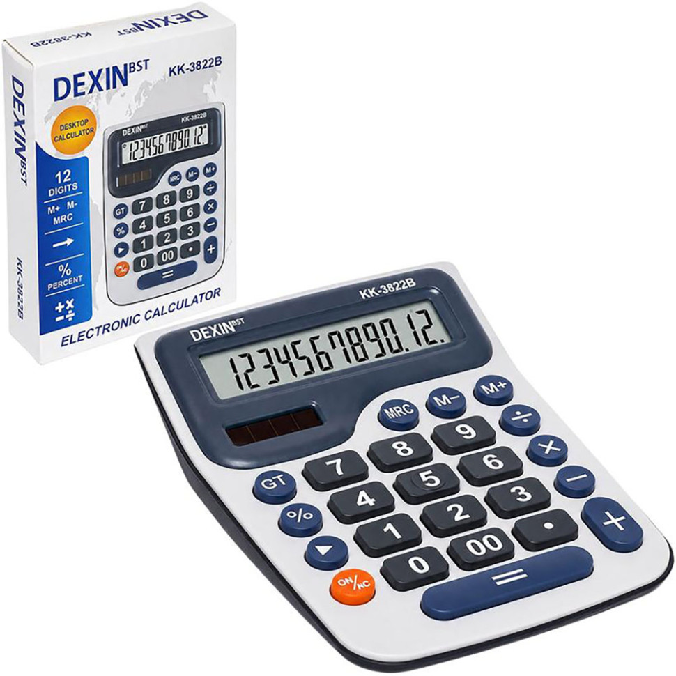 Электронный калькулятор Dexin KK-3822B с большими кнопками 14x11x 3,5 см