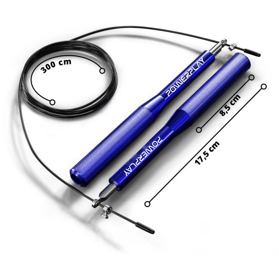 Скакалка скоростная на подшипниках 4207 Elite Jump Rope PowerPlay PP_4207_Blue 3 метра