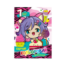 Набор цветного картона А4 Автоспорт Апельсин АП-1102-5 двусторонний 7 листов